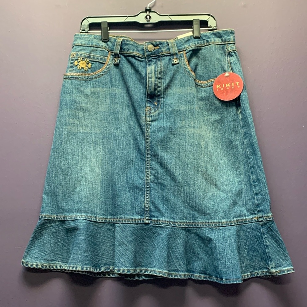 Denim midi skirt